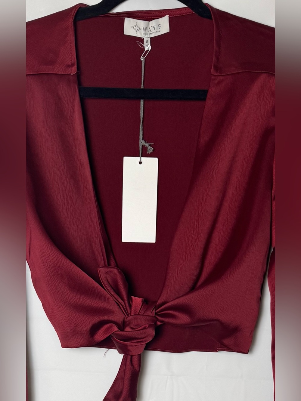 Wayf Women Red Two Pieces Set Pants Wide Leg Tailored Trousers Satin Wrap Top, S - Picture 10 of 15